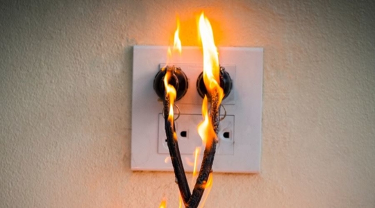 outlet on fire