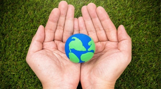 hands holding small globe
