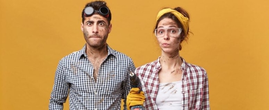 couple dirty from DIY work