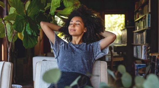 woman relaxing at home