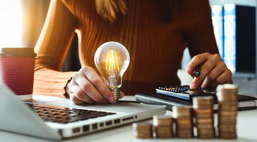 light bulb on desk