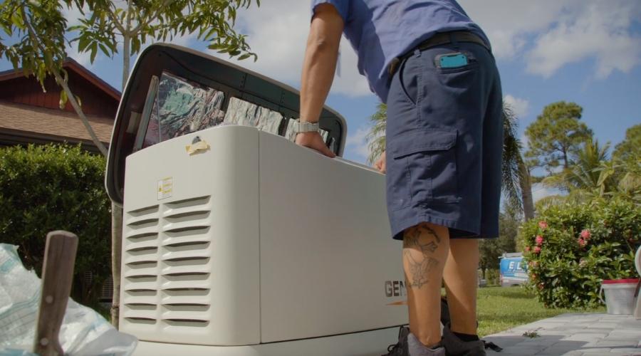technician working on generator